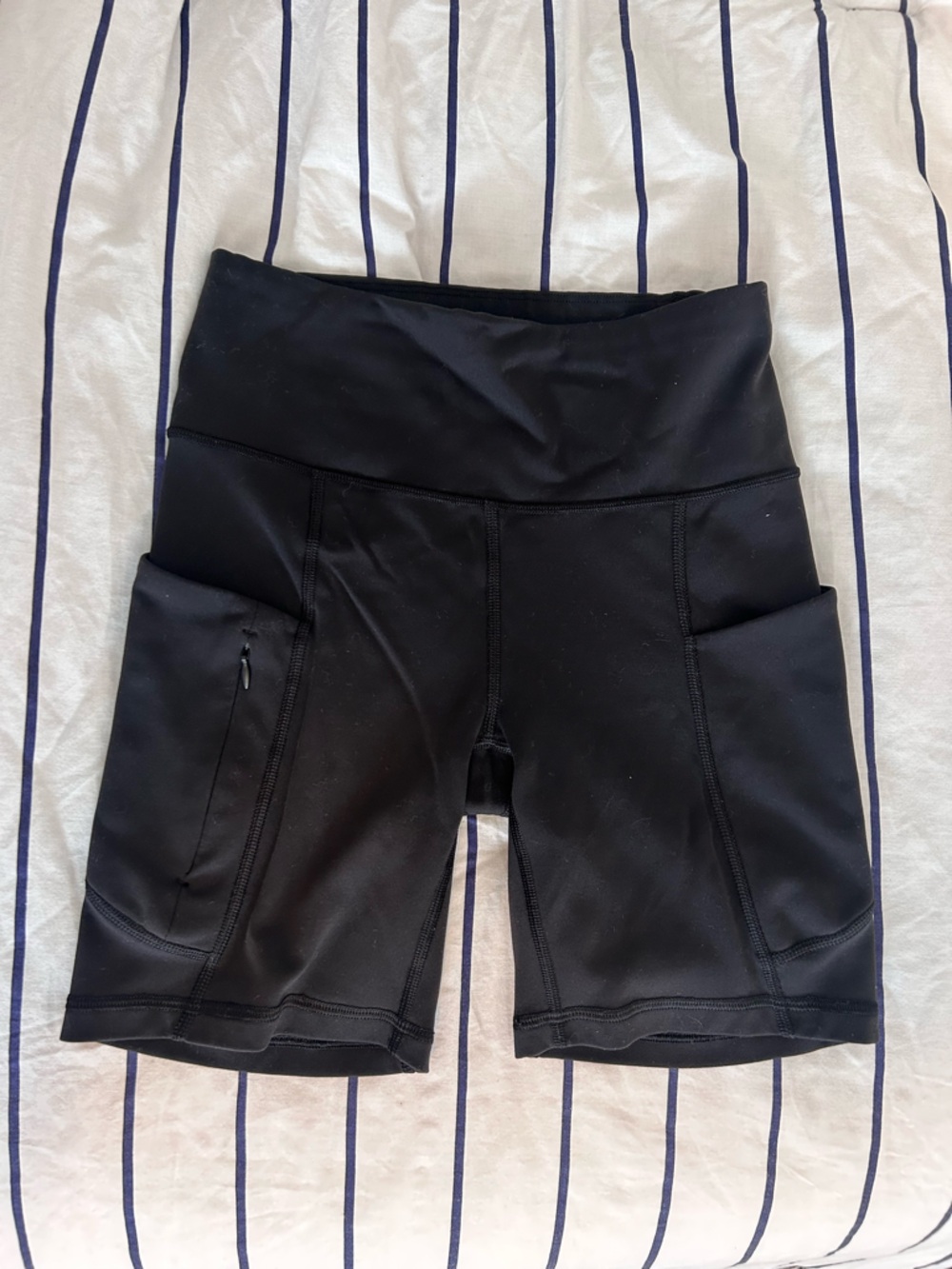 Athleta Black High-Rise Bike Shorts with Side Pockets